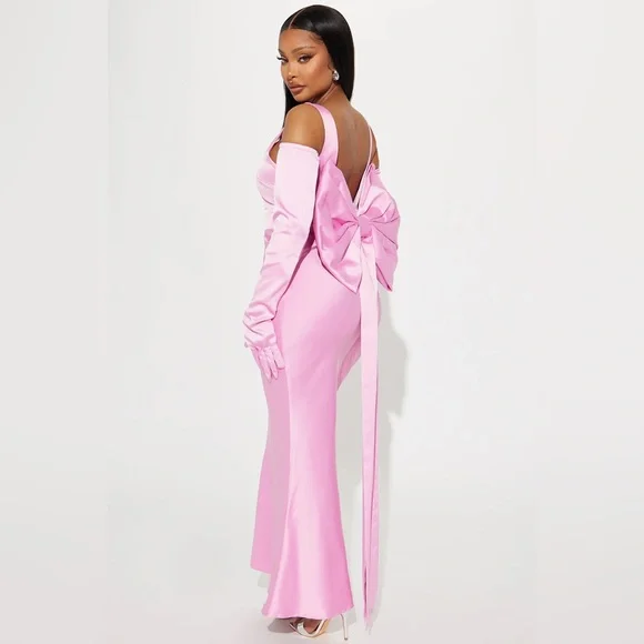 Fashion Nova Bow Pink Long Maxi Formal Glove XL - Picture 2 of 7